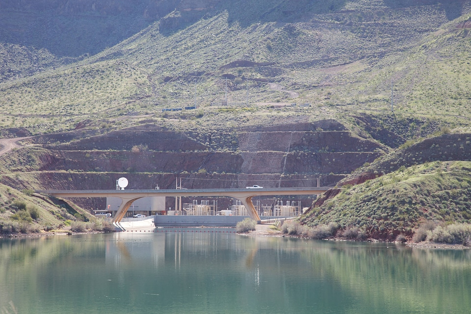 Pumping plant and bridge at Lake Havasu