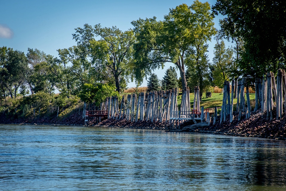 Old wooden pilings along Missouri River near Yankton, South Dakota-1