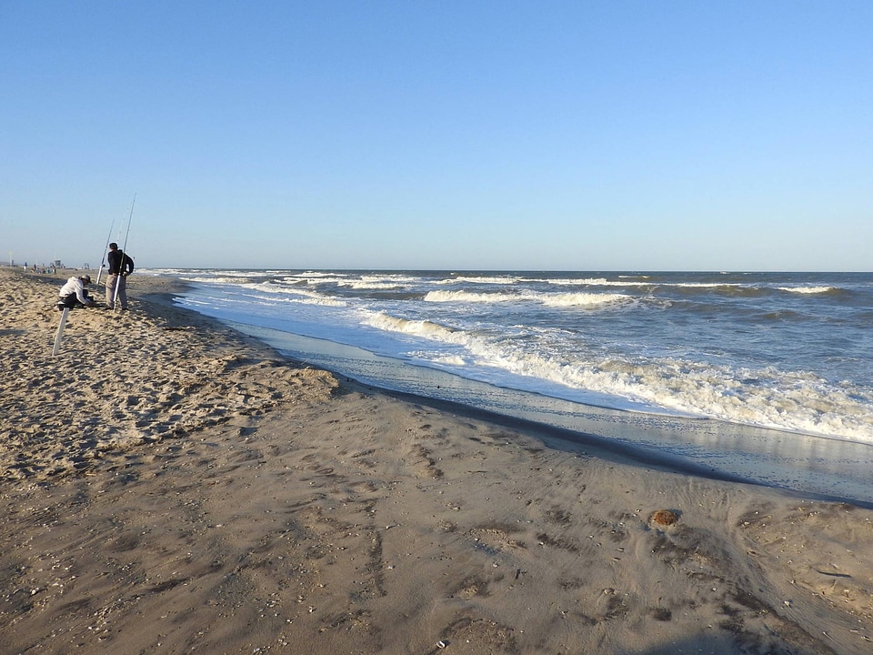 Surf fishing along the Atlantic coast