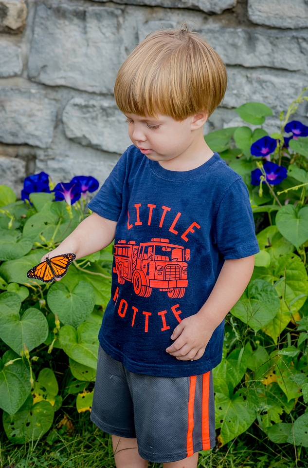 Boy with monarch butterfly