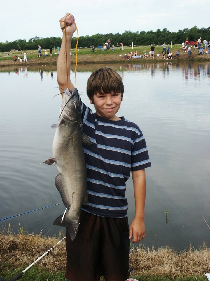 Boy catches huge catfish