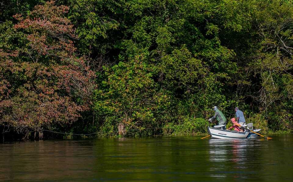 Group fishing in drift boat on White River-1