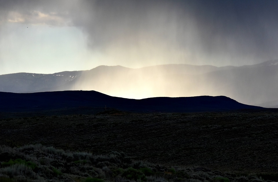 Rain rolling in over Arapaho National Wildlife Refuge at sunset