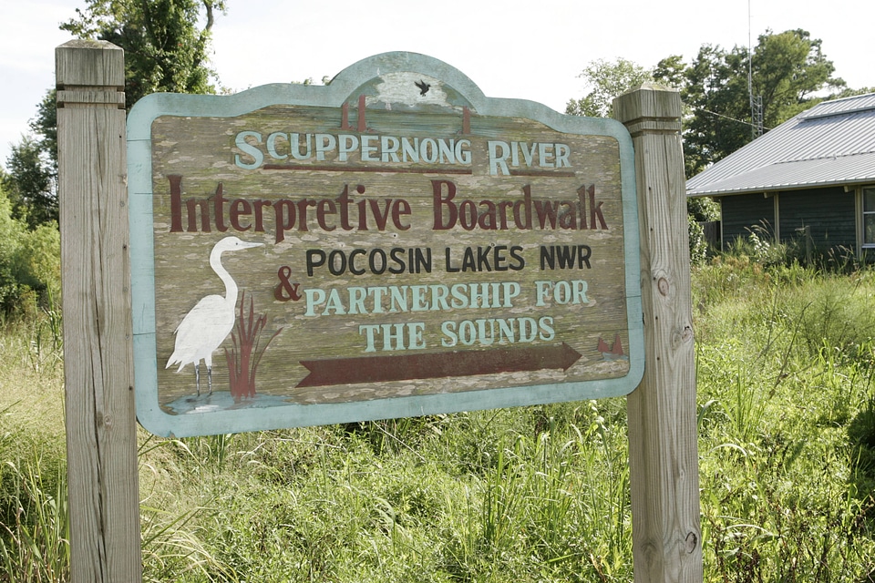 Sign for Scuppernong River and Interpretive Boardwalk