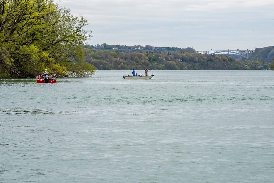 Anglers in boats on the Niagara River