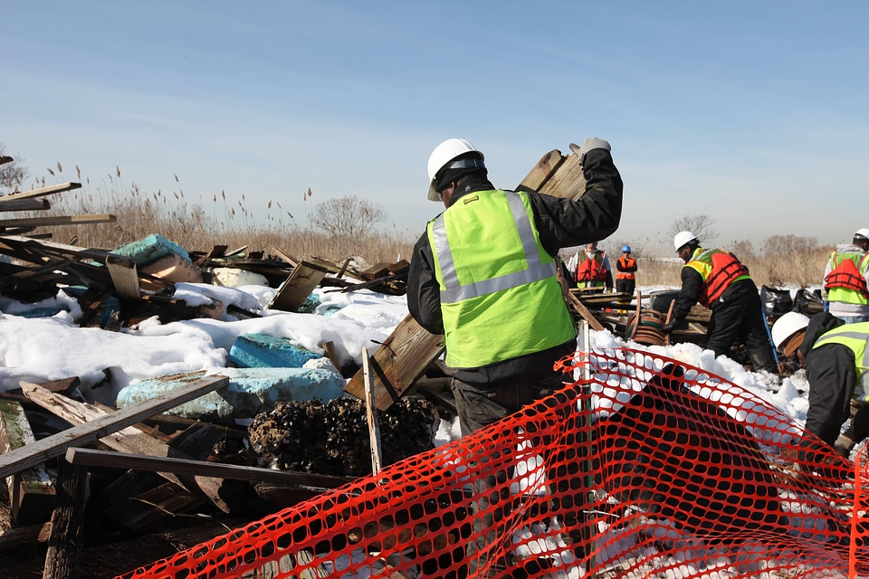 Hurricane Sandy debris clean-up at Lido Beach