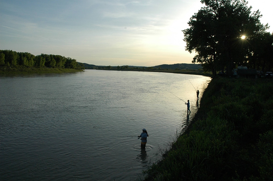 Fishing on the shore