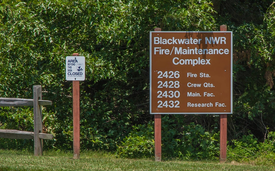 Blackwater NWR fire complex sign