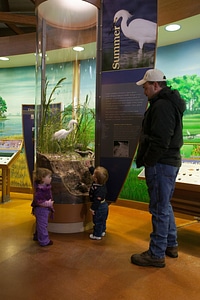 Children fascinated with an exhibit at the Herbert H. Bateman Educational and Administrative Center