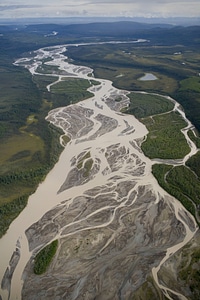 Aerial view of rivers and streams winding through Tetlin National Wildlife Refuge photo