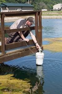 Suspended upwelling system at Genoa National Fish Hatchery