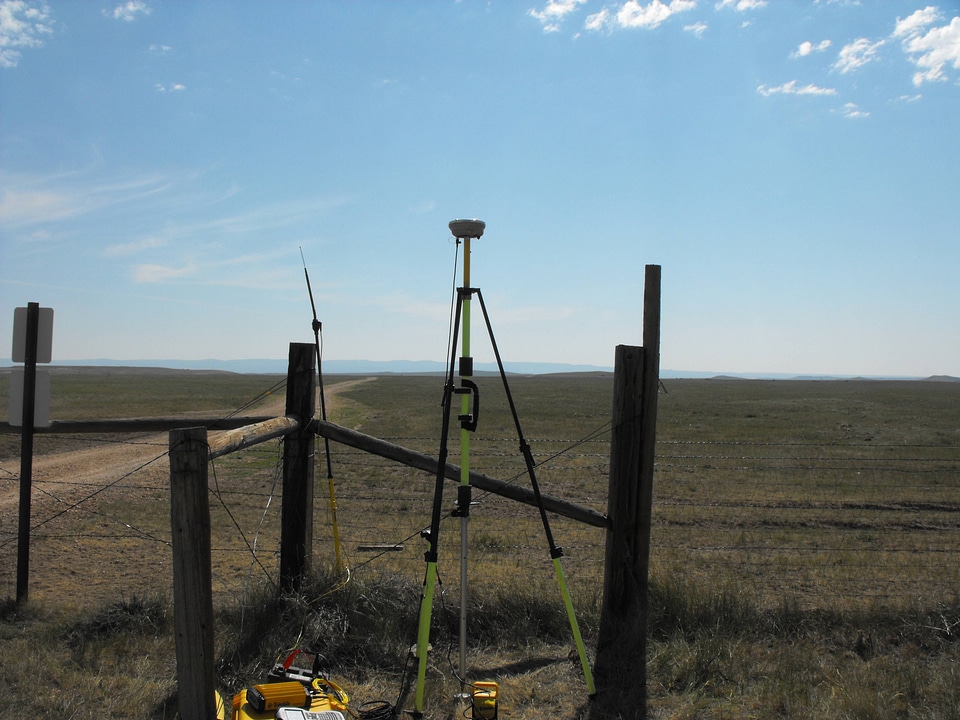 Survey equipment at the entrance to Hutton Lake National Wildlife Refuge