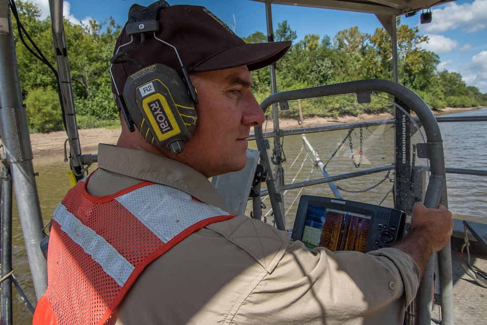 U.S. Fish and Wildlife Service boat, The Magna Carpa, searching for invasive carp-1