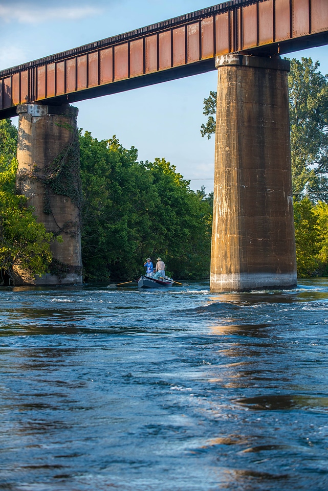 Group fly fishing from drift boat on White River-5