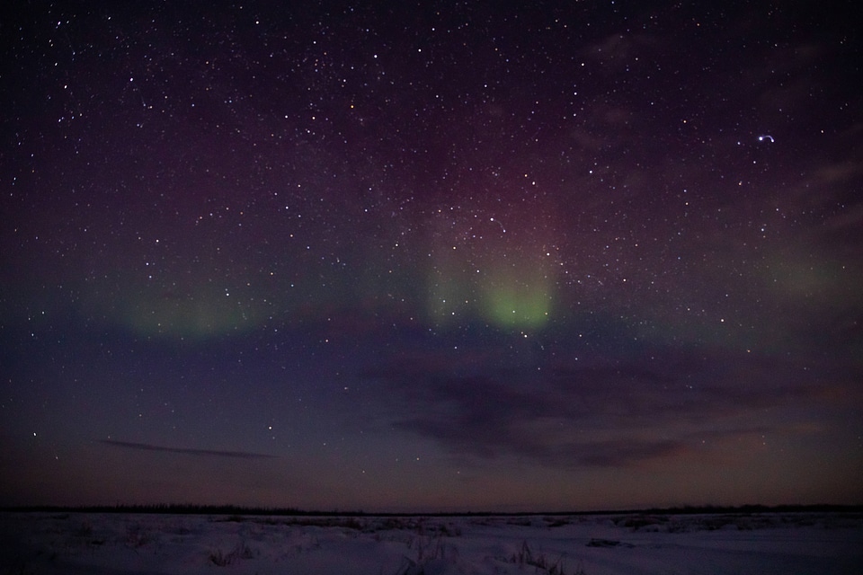 Aurora borealis above the lake