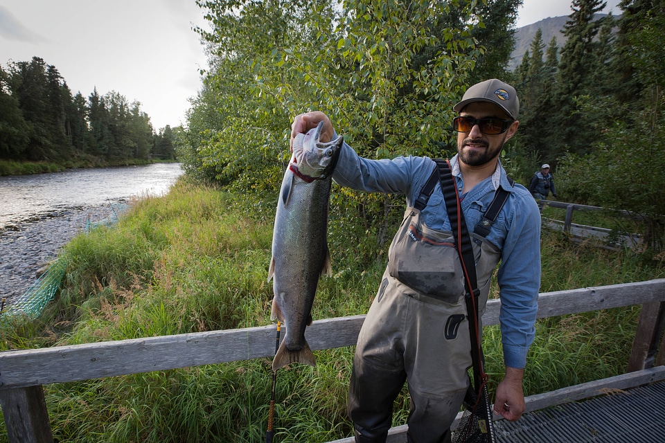 Fisherman catches silver salmon-1