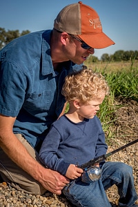 Father and son fishing photo