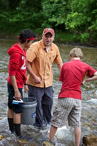 School children learn about water and macroinvertebrates