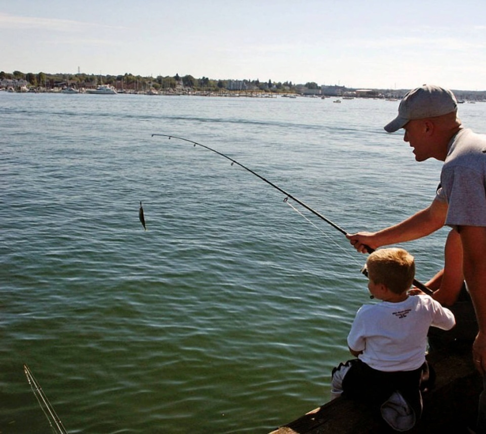 Father and son fish
