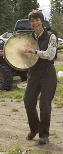 Service employee with an artifact at Tetlin National Wildlife Refuge photo