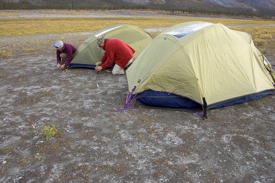 Tent camping in a wilderness area