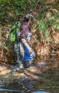 FWS mussel biologist, Morgan Wolf, releases endangered Carolina Heelsplitter-1