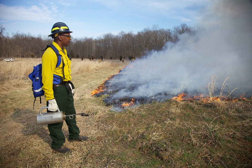 Firefighter with equipment in hand-1