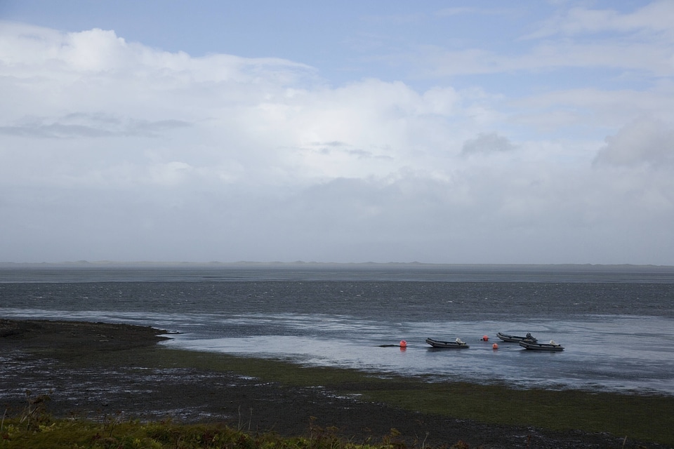 Boats on water at Izembek National Wildlife Refuge