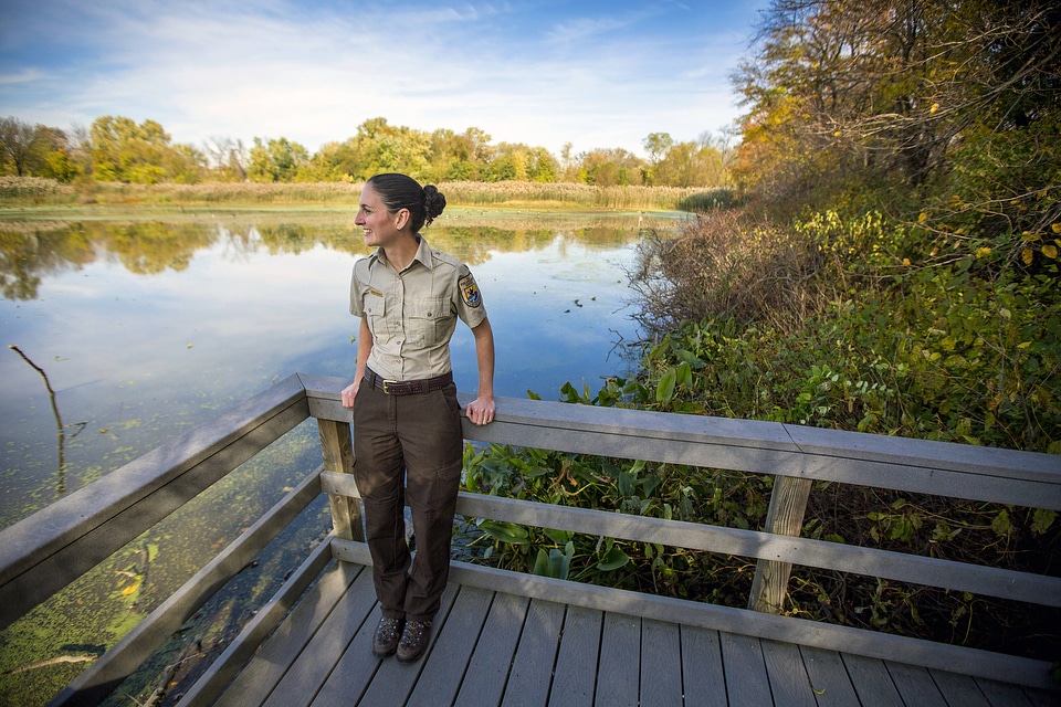 Employee on refuge dock at John Heinz National Wildlife Refuge-1