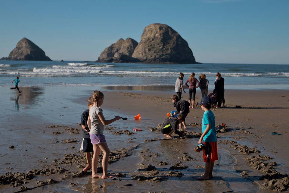 Beach activities at Three Arch Rocks