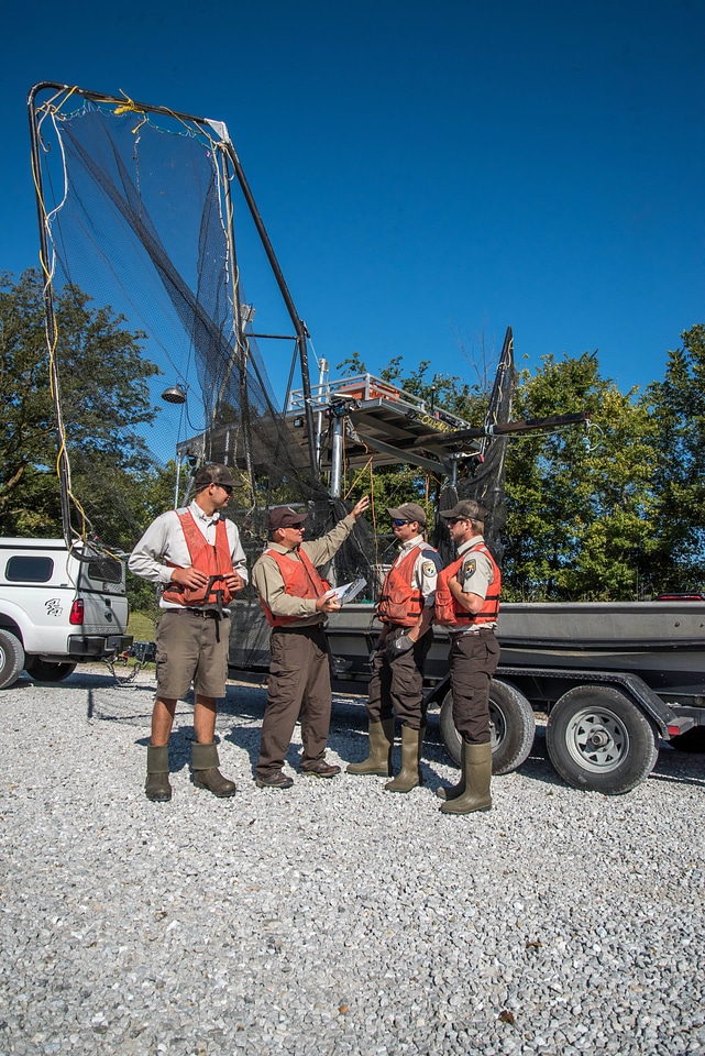 Crew of the U.S. Fish and Wildlife Service boat, The Magna Carpa, safety briefing-1