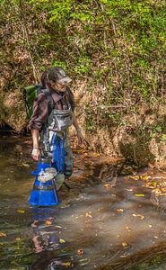 FWS mussel biologist, Morgan Wolf, releases endangered Carolina Heelsplitter-1