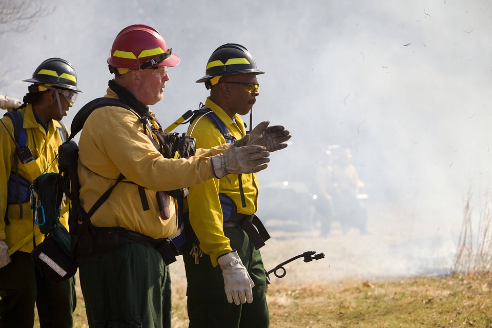 Firefighters at burn
