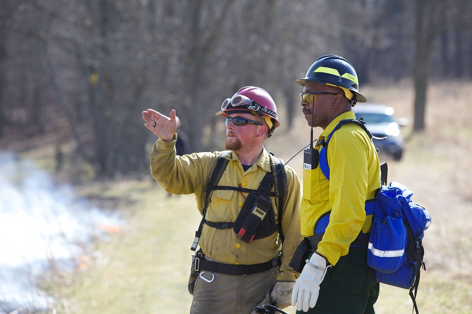Two firefighters at prescribed burn