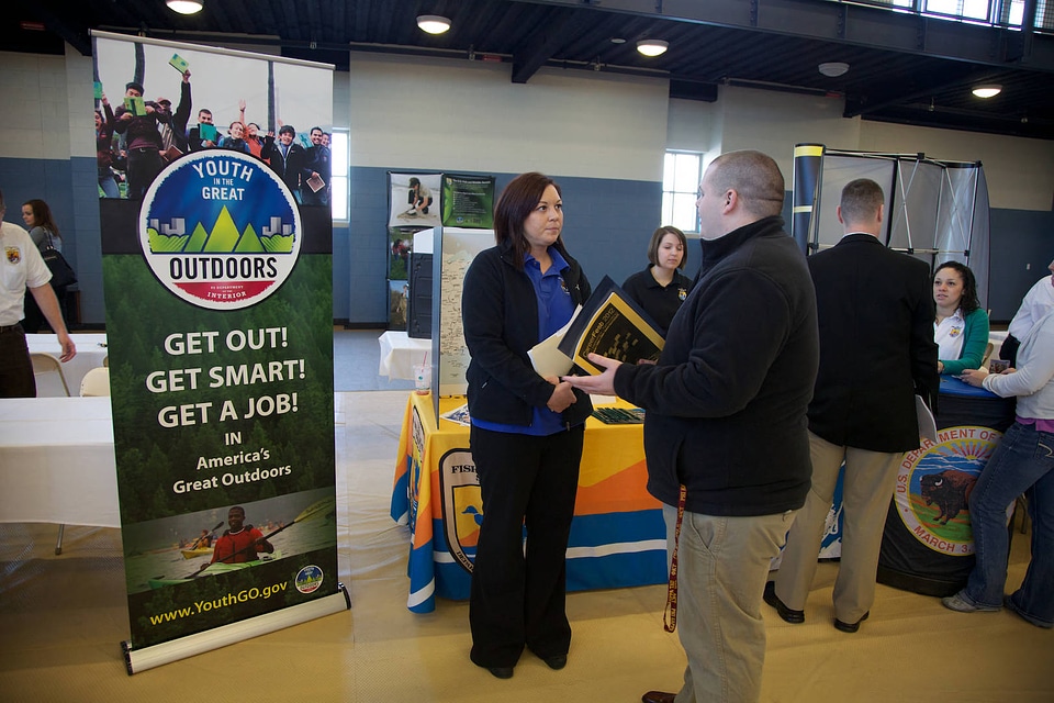 Youth in the great outdoors outreach at a job fair