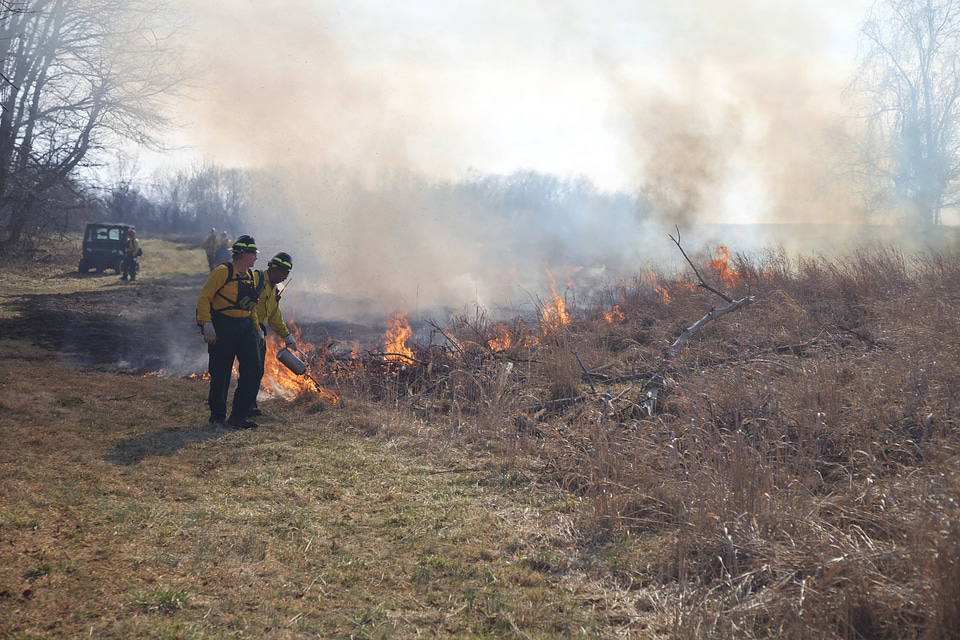 Firefighters torching field