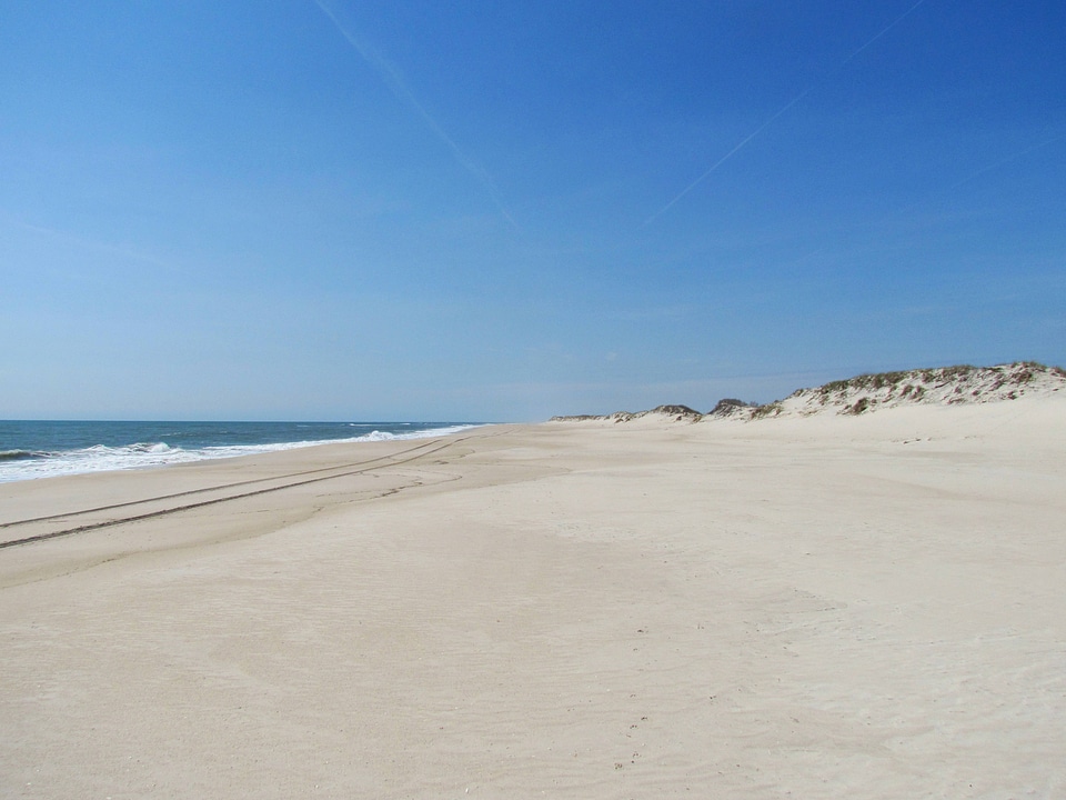 Tire tracks in the sand