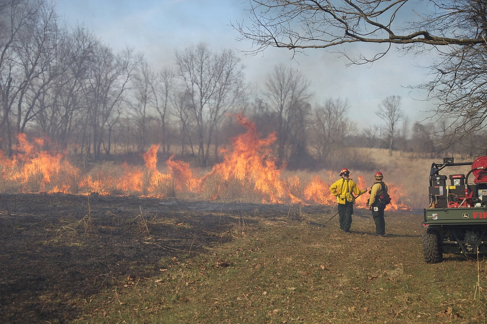 Firefighters oversee burn