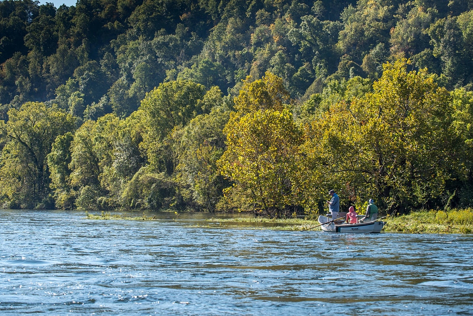 Group fishing in drift boat on White River-1