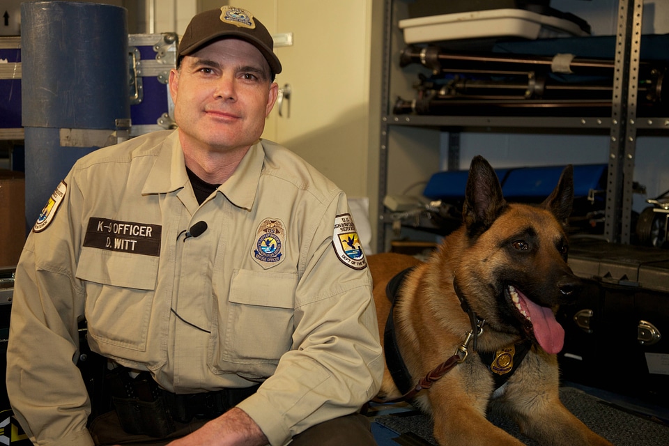 Law enforcement with K-9-1