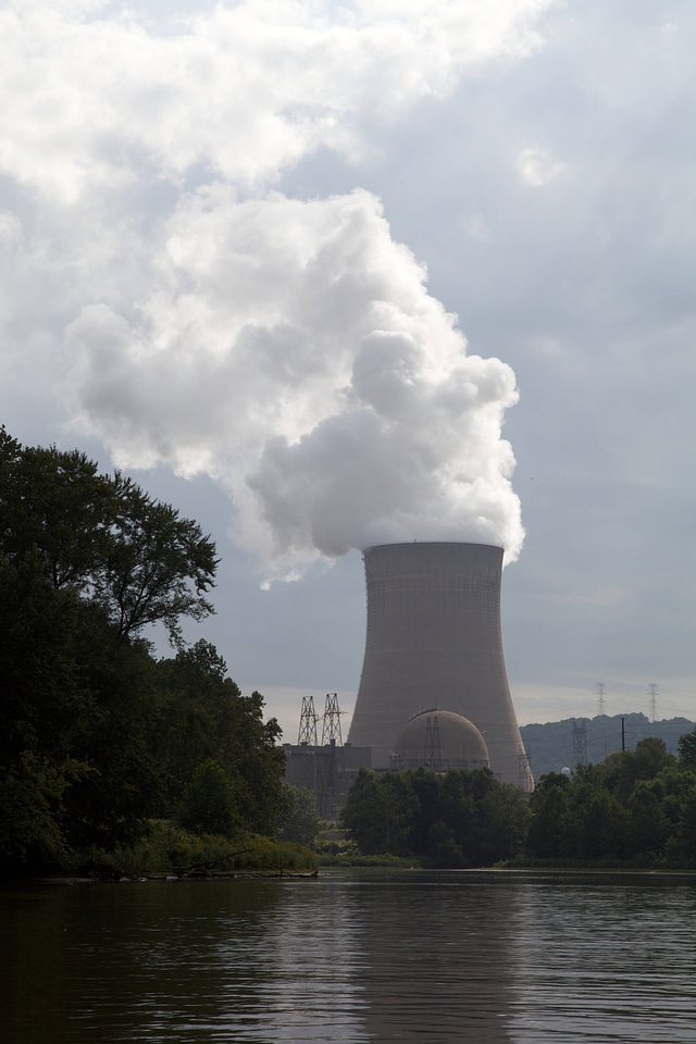Scenic of Ohio River and Nuclear Power Plant-1