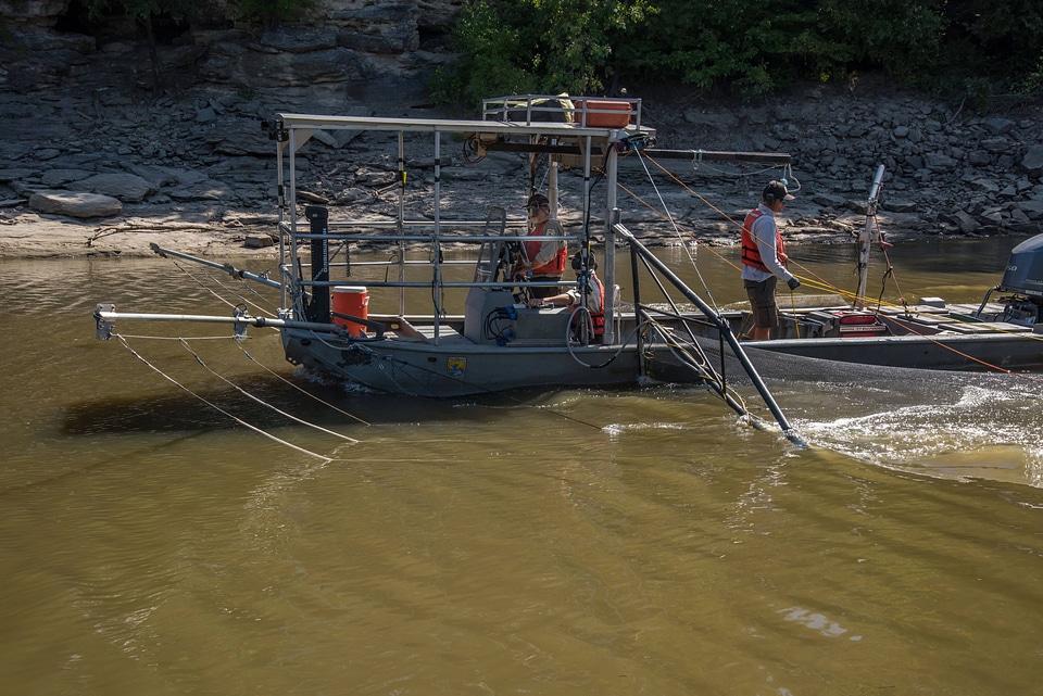 U.S. Fish and Wildlife Service boat, The Magna Carpa, searching for invasive carp-1