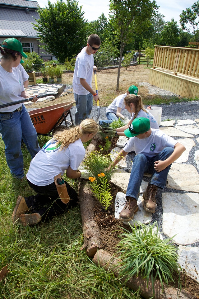 Volunteers landscaping