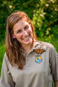 Service employee with Monarch butterfly-1