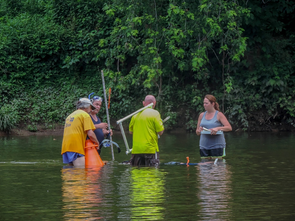 Students surveying freshwater mussels-4