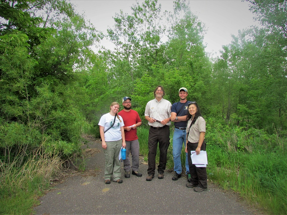 Refuge staff and interns prepare to hike the Round Lake