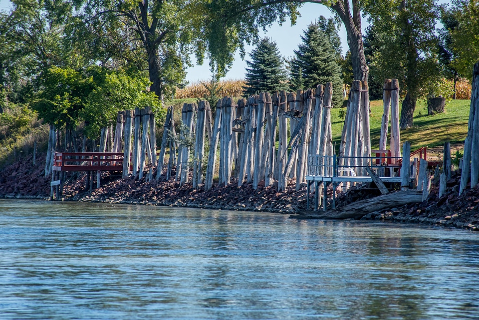 Old wooden pilings along Missouri River near Yankton, South Dakota-1