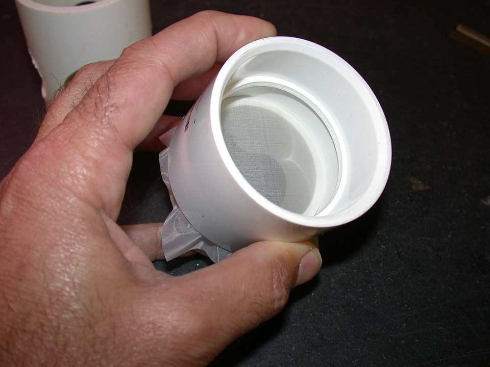 PVC pipe and coupler used to form a filter cup