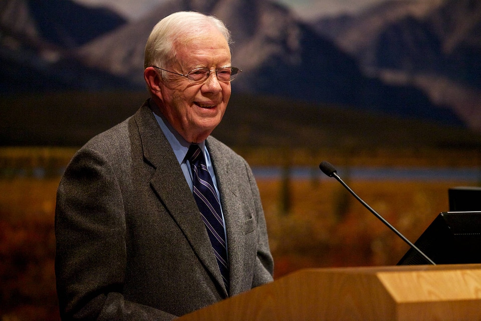 Jimmy Carter speaks at the Arctic National Wildlife Refuge 50th anniversary symposium-1