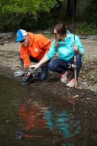 Couple releases salmon